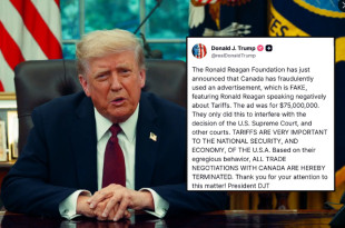 Trump expresa su rechazo a Canadá en Truth Social tras el anuncio televisivon