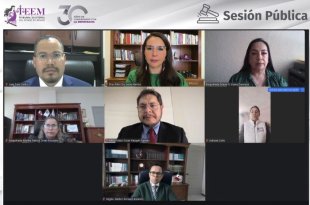 Sesión pública del TEEM en la que se resolvió el procedimiento contra Juan Gabriel Salazar Martínez.