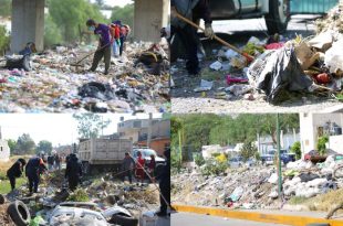 Retiro de residuos en calles y barrancas de Ecatepec como parte de los operativos municipales.