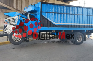 Para evitar arrollar a otros vehículos o personas, el conductor decidió dirigir la pesada unidad hacia la estructura del bajo puente.