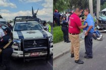 Unidad de transporte público involucrada en el choque que dejó 18 personas lesionadas en Tlalnepantla.