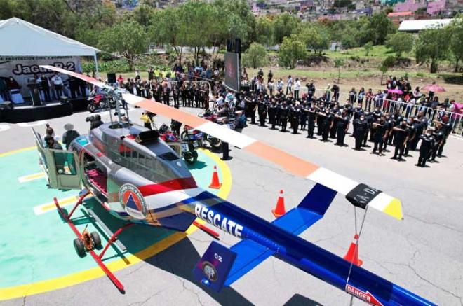 #Video: Alcalde de #Ecatepec presenta helicóptero “Jaguar 2” y escuadrón de motocicletas; atenderán emergencias