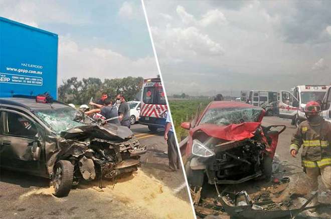 Los autos siniestrados, un Fiat color gris y Hyundai color rojo