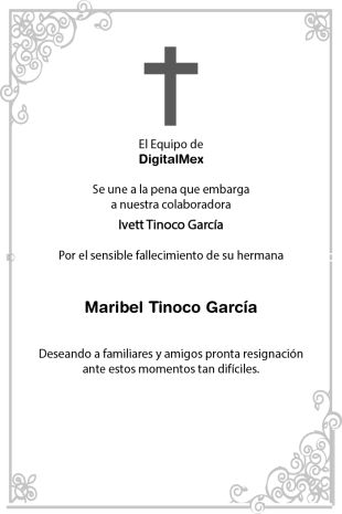 Esquela Maribel Tinoco García