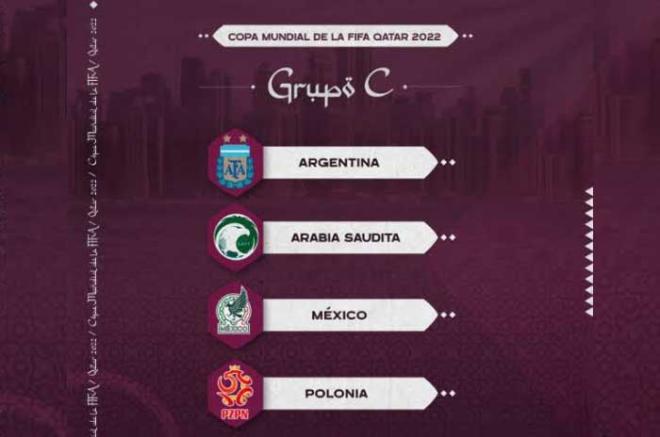 El Grupo C está integrado por México,Argentina, Arabia Saudita y Polonia. 