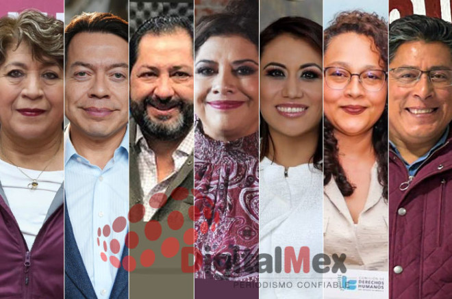 Delfina Gómez, Mario Delgado, Francisco Vázquez, Clara Brugada, Ruth Salinas, Fabiola Manteca, Roberto Bautista 