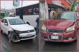 Autos involucrados en accidentes por lluvia en Paseo Tollocan
