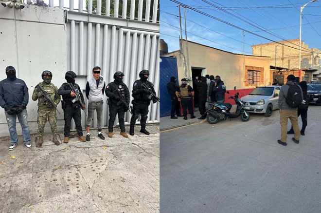 Los uniformados desplegaron un discreto operativo en la calle Fray Francisco Tembleque número 17, en la zona centro del municipio, donde se localizó un inmueble señalado como posible casa de seguridad.
